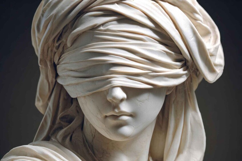 A marble sculpture with draped fabric. 2
