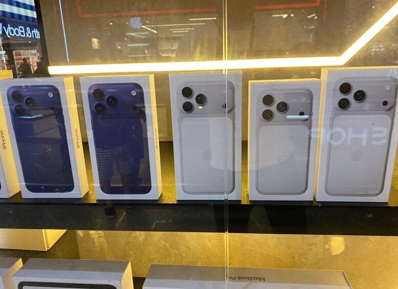 A display of smartphones in their packaging. 2