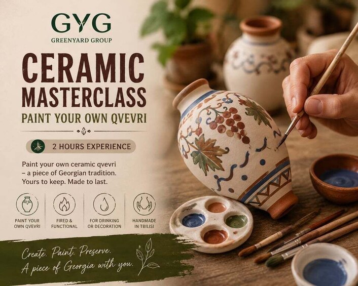 Tbilisi: Qvevri Painting Workshop with Georgian Wine 1