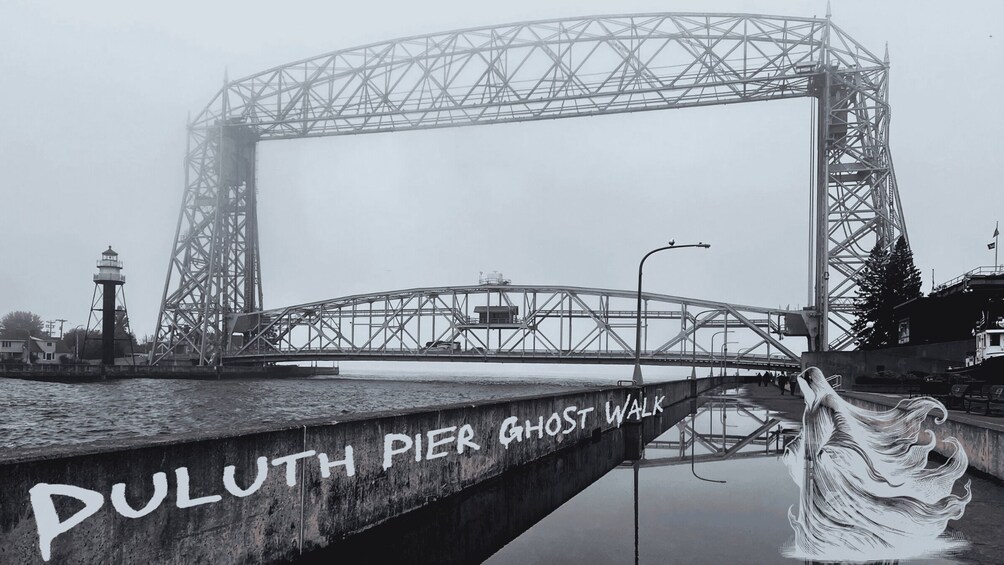 A bridge with 'BULUTH PIER GHOST WALK' painted on the side. 5