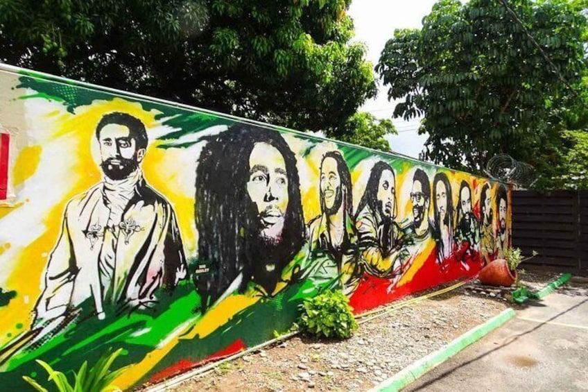 A mural with multiple figures and vibrant colors. 3