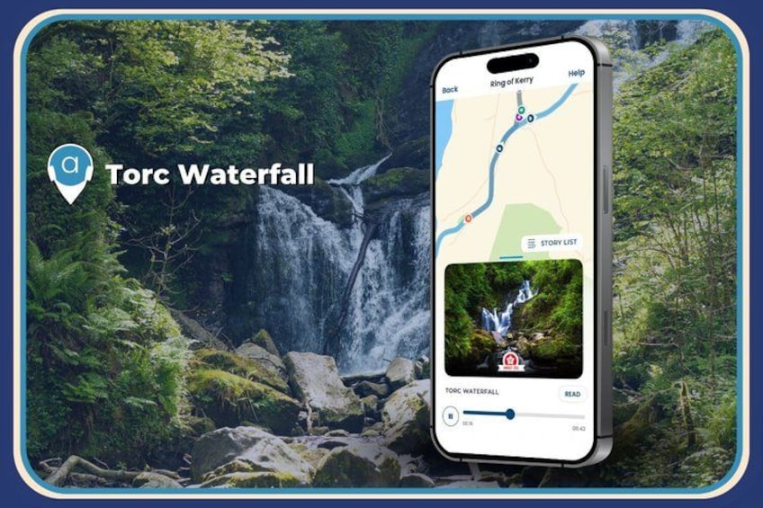 Ett vattenfall, en karta och en lista med berättelser – allt tillgängligt på en smartphone. 2