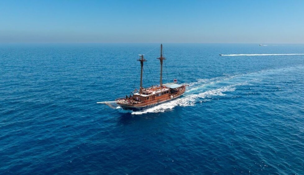 A large ship sailing on a calm sea. 3