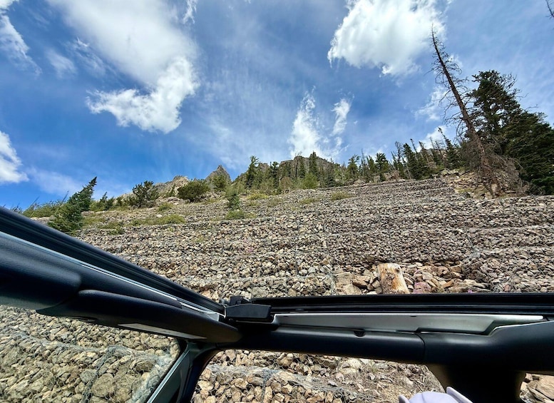 A rocky mountain landscape with a clear sky. 3