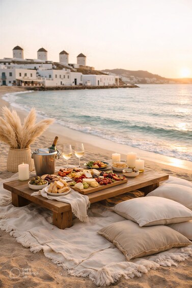 Picture 1 for Activity Mykonos: Luxury Sunset Picnic with Wine & Sea Views 4