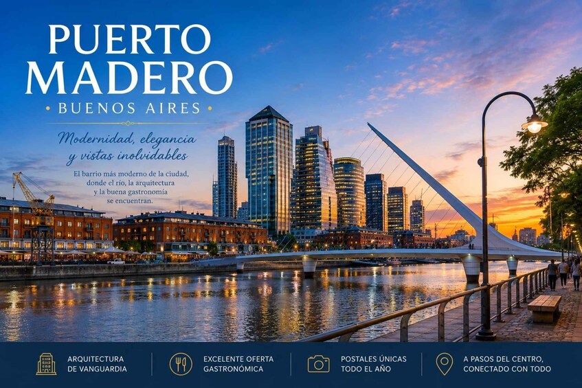 A cityscape with modern architecture, a river, and a bridge. 4