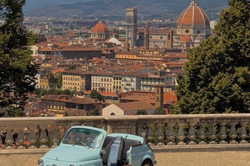 Florence Private Tour in Vintage Fiat 500; Panoramic Views & Wine 2