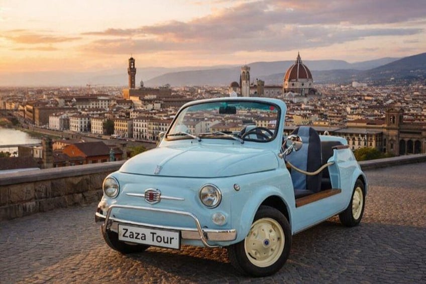 Florence Private Tour in Vintage Fiat 500; Panoramic Views & Wine 1