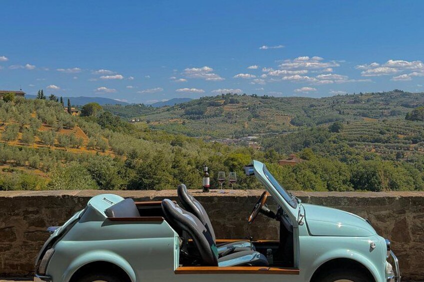 Florence Private Tour in Vintage Fiat 500; Panoramic Views & Wine 5