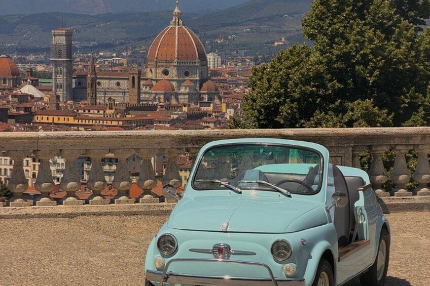 Florence Private Tour in Vintage Fiat 500; Panoramic Views & Wine 4