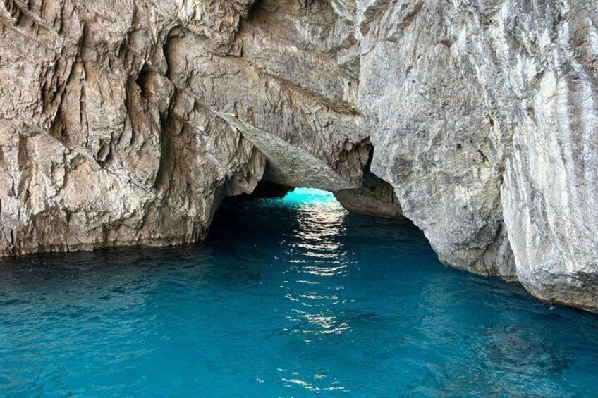 A natural rock formation with a water channel. 5