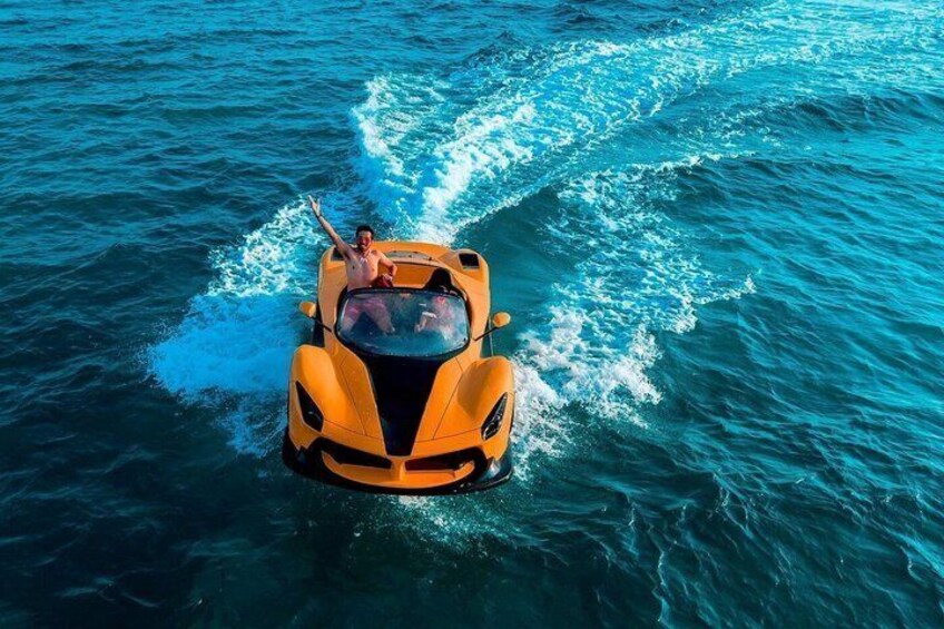 A yellow boat on water. 4