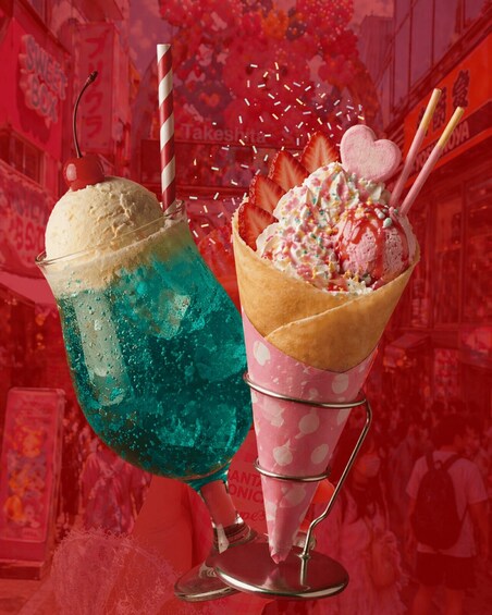 Two colorful drinks in a festive setting. 5