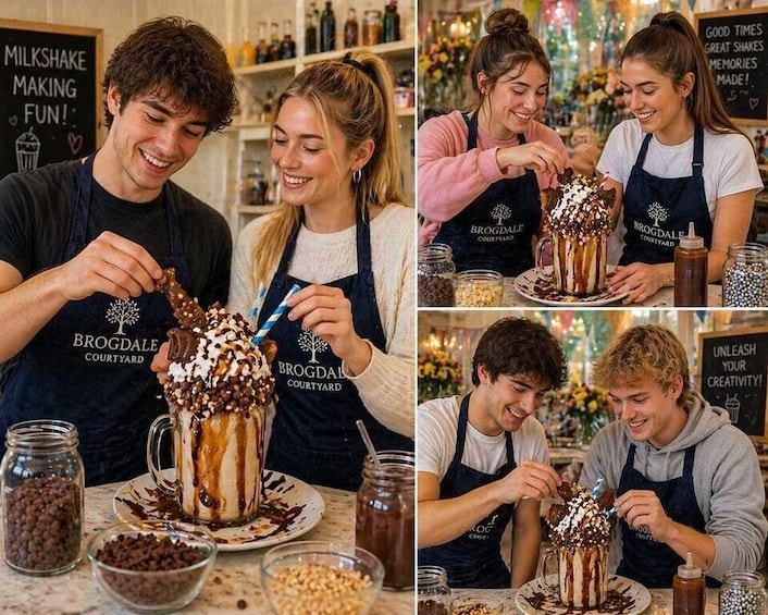 People making milkshakes at a cafe. 3
