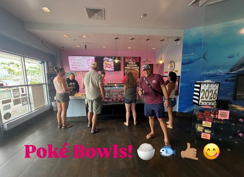 A restaurant interior with a sushi bar, menu boards, and a 'Class of 2026' sign. 2
