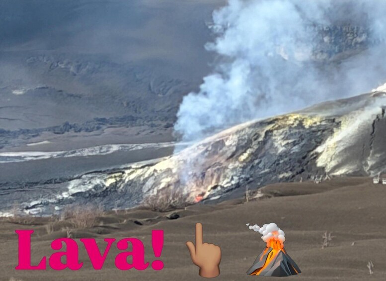 A volcanic landscape with lava flowing down the side of a mountain. 5