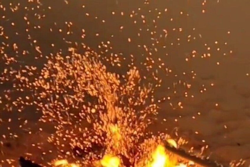 Sparks flying from a fire. 4