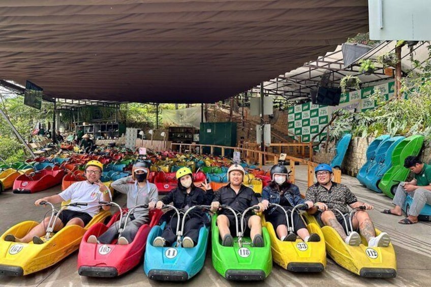 People in bumper cars at an amusement park. 4