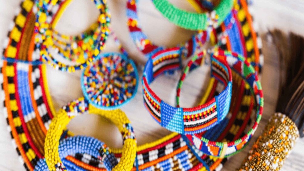 A collection of colorful beaded bracelets. 2
