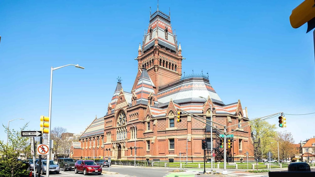 A large, ornate church with a distinctive tower and multiple spires. 4