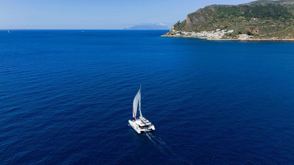 Picture 1 for Activity Egadi Islands: Catamaran Tour with On-Board Fresh Seafood Lunch 5