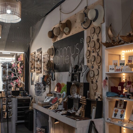 A boutique with hats and accessories on display. 3