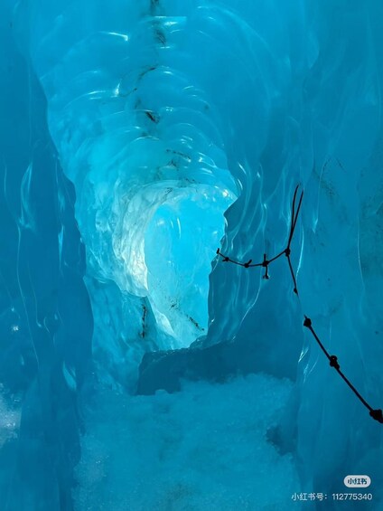 An ice cave with a branch in the foreground. 5