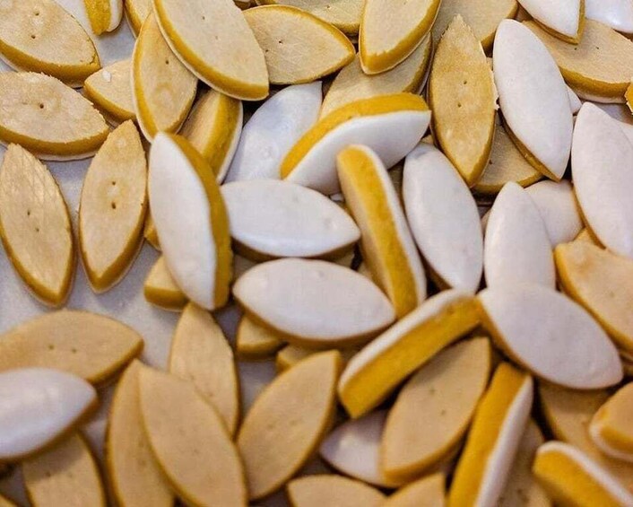 A collection of almond slices. 3