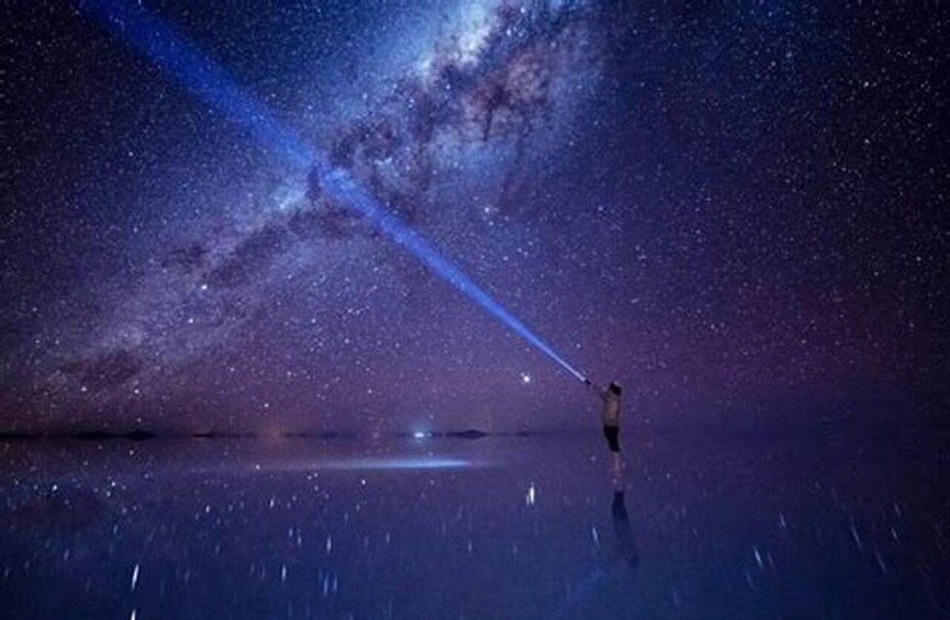 A person using a telescope to observe the night sky. 4
