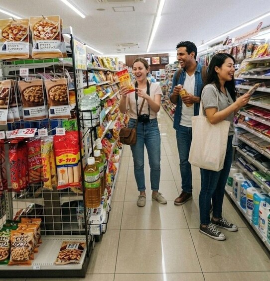 A grocery aisle with various packaged snacks and beverages. 1
