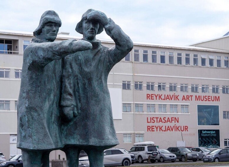 A statue in front of the Reykjavík Art Museum. 5