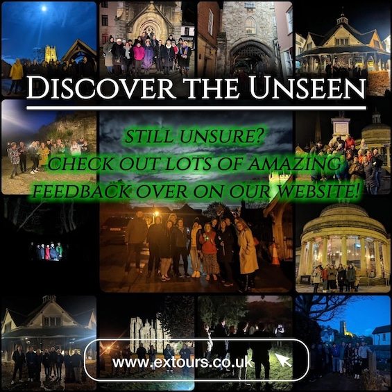A collage of various historical and architectural sites, including a church, a castle, and a round building, with a call to action for feedback on a website. 3