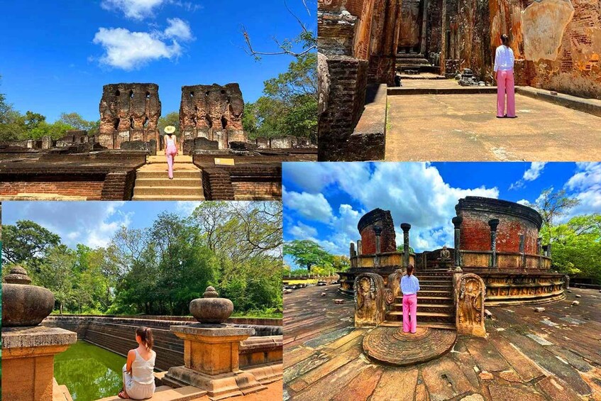 Ancient ruins with stone structures and a circular building. 1