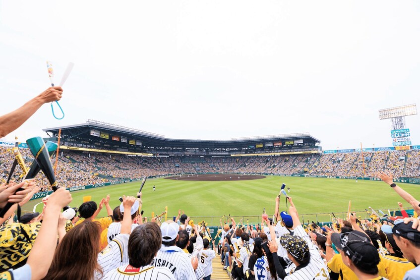 A baseball stadium filled with spectators. 4