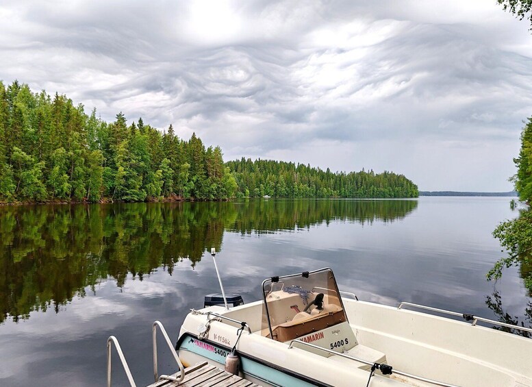 Picture 5 for Activity Tampere: Lake Fishing Experience with boat and Campfire Meal 3
