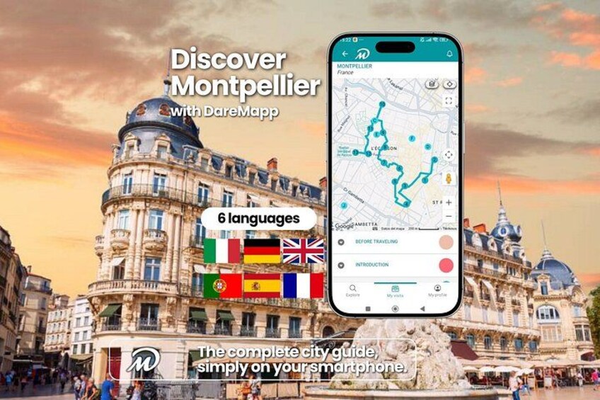 A smartphone displaying a map with the Eiffel Tower and Montmartre in the background. 1