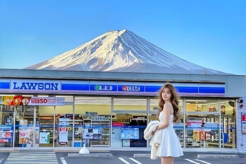 A Lawson store with a mountain in the background. 5