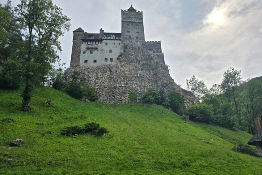 A castle on a hill with a grassy foreground. 5