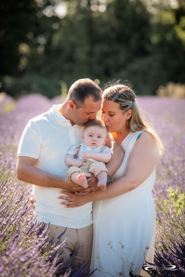 A family in a field of lavender. 1