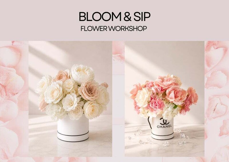 Two vases with flowers, one labeled 'CHANEL' and the other plain. 3