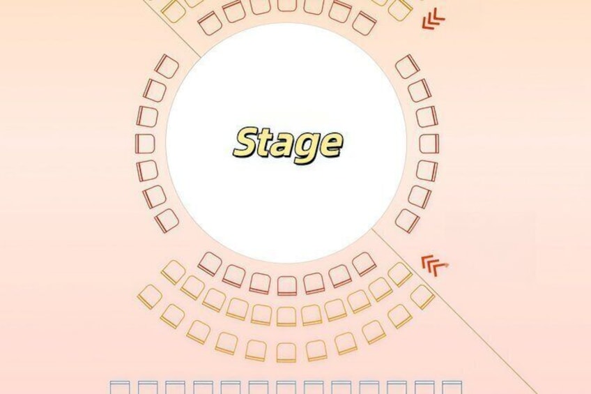 A circular stage with the word 'Stage' in the center. 2