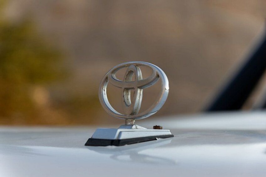 A Toyota emblem on a vehicle. 2
