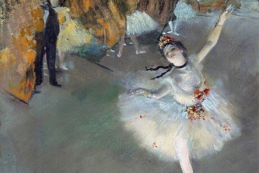 A ballerina in a white tutu with red flowers, performing a dance. 2