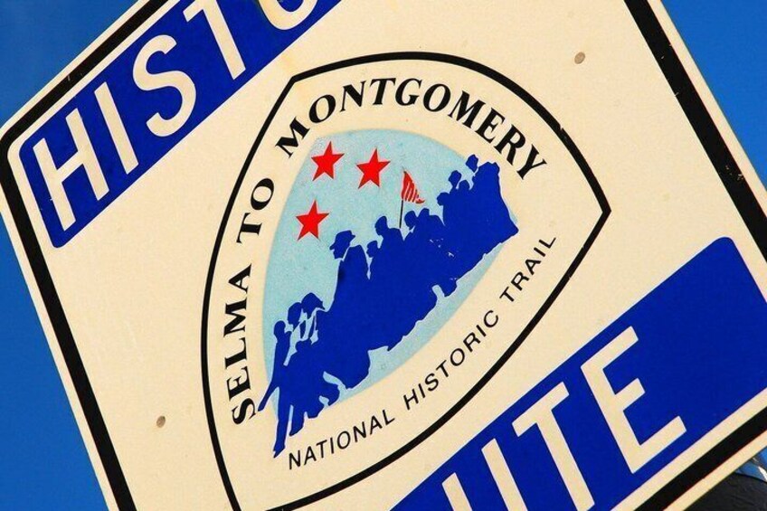 A sign for the Selma to Montgomery National Historic Trail. 1