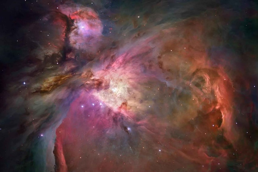 A nebula with vibrant colors and star clusters. 5
