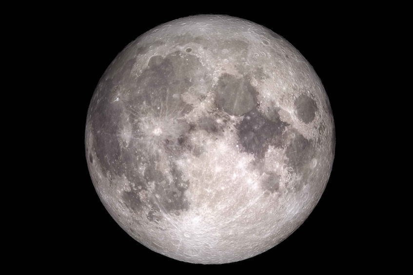 A detailed view of the moon's surface with craters and maria. 2