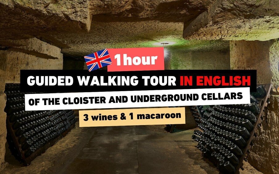 An underground cellar tour with a 1-hour guided walk, 3 wines, and 1 macaron. 1