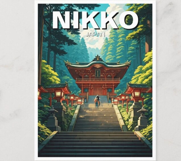 A traditional Japanese temple with a staircase leading up to it, surrounded by lush greenery. 1