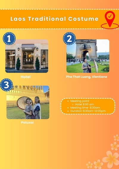 A hotel, a landmark, and a traditional costume. 4