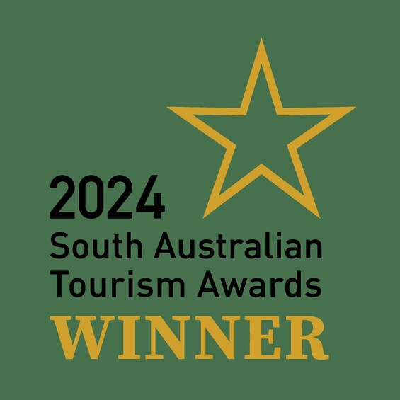 A star and text indicating a 2024 South Australian Tourism Award winner. 2